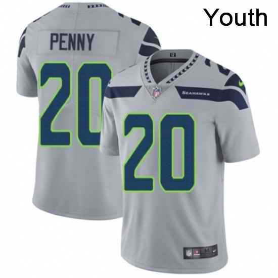 Youth Nike Seattle Seahawks 20 Rashaad Penny Grey Alternate Vapor Untouchable Limited Player NFL Jersey
